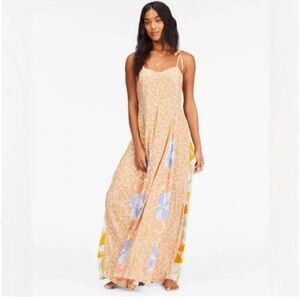 Billabong Peach and Blue Floral Maxi Dress